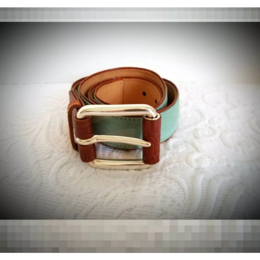 Michael kors turquoise leather suede belt Small Silver Metal Wrap Accesory